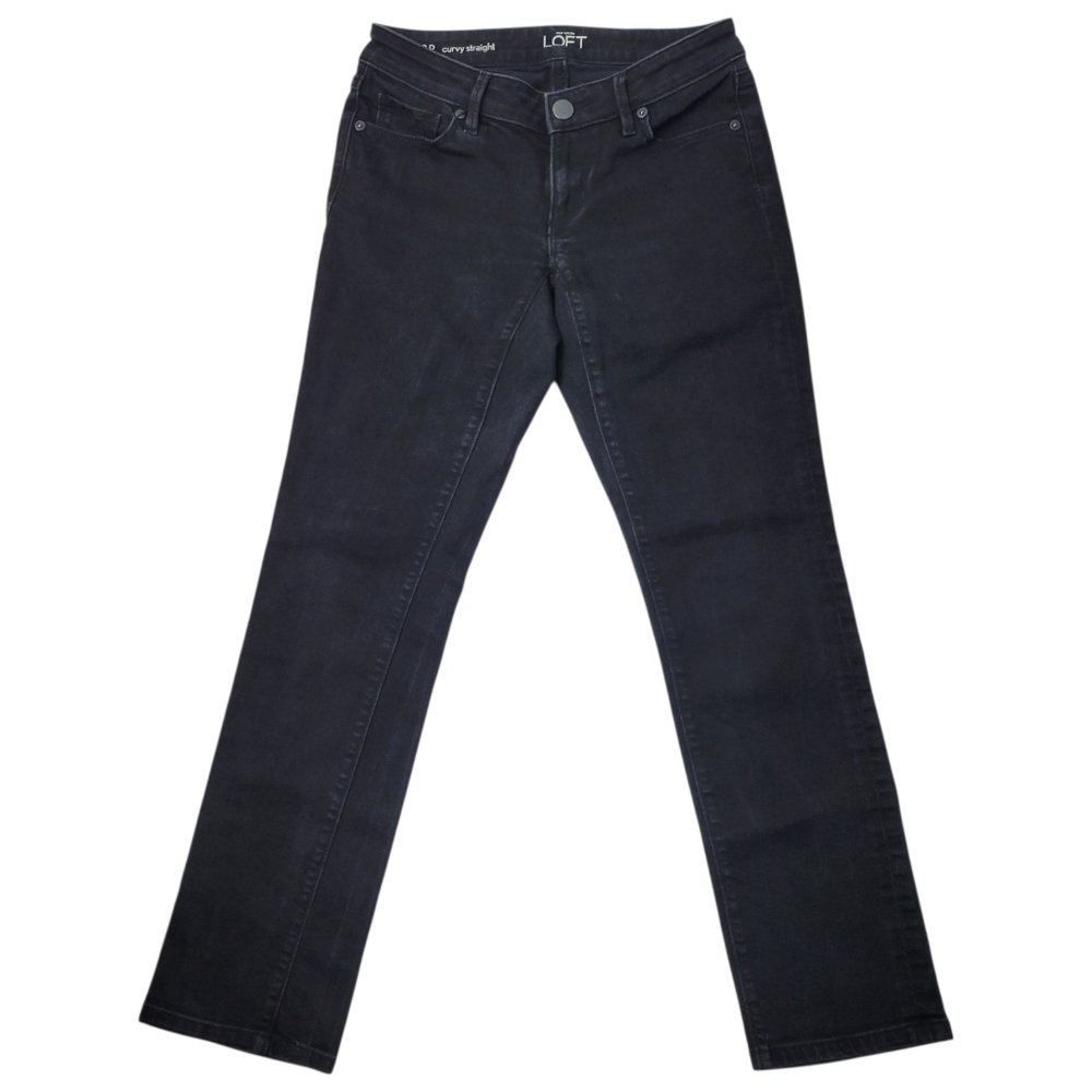 Loft | Petite Curvy Straight Low Rise Black Denim Jeans Size 25 0P